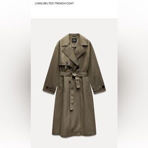 Zara Long Belted Trench Coat Medium